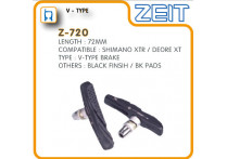 Колодки тормозные Z-720 для V-brake, картриджные, резьбовые, 72мм, совместимость: Shimano xtr/deore xt, блистер