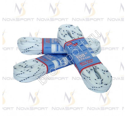 Шнурки белые с пропиткой  305 см W915-305