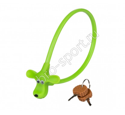 Замок тросовый KLS KIDDY 8ммх45см, с ключом, салатовый