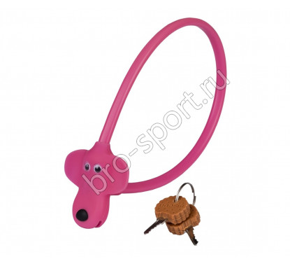 Замок тросовый KLS KIDDY 8ммх45см, с ключом, розовый