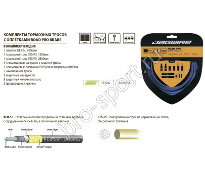 Комплект JAGWIRE Road Pro Brake kit, салатовый